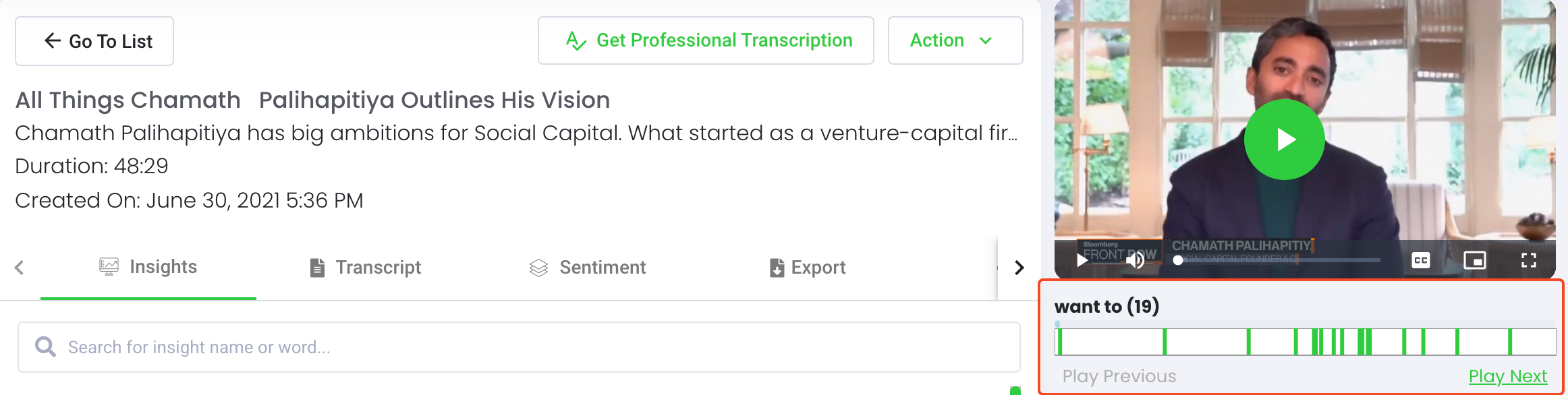 navigation timeline for individual insights